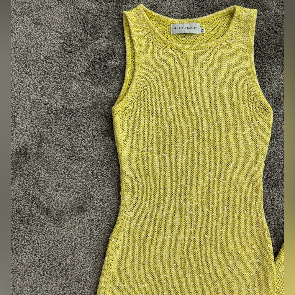 ASTA resort Natalia Dress - Chartreuse Sequin - Picture 3 of 8